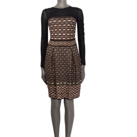 M Missoni Lurex Mesh Knit Dress 8 Black Gold - Picture 1 of 13